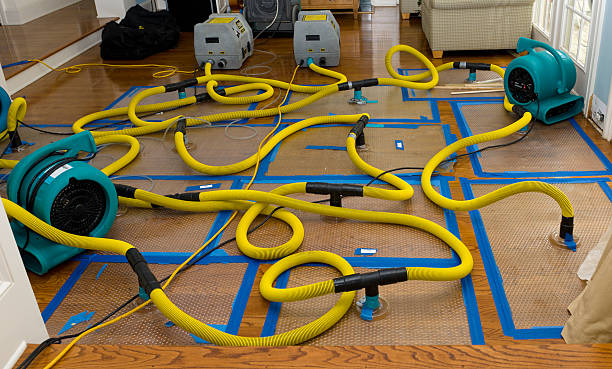 Professional Storm Water Damage Restoration technician working in Evansville, WI